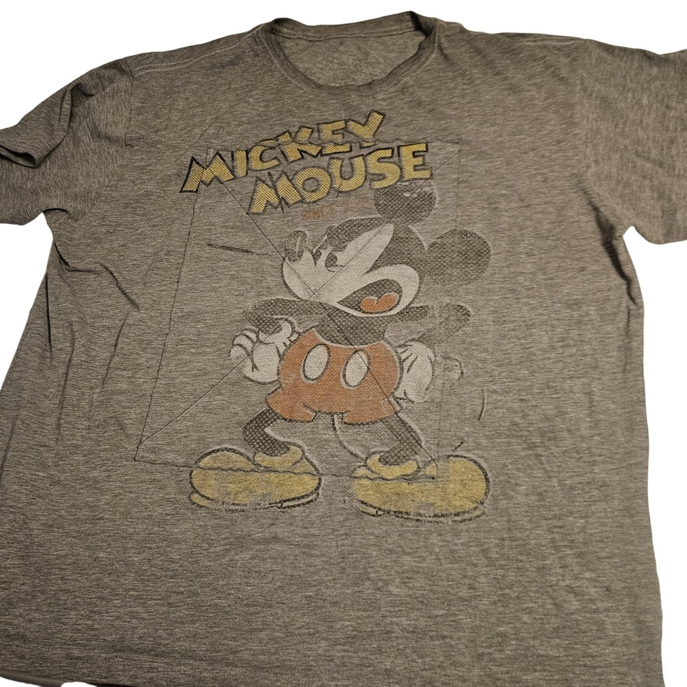 Mickey Mouse Shirt Mens Extra Large Gray Disney Cartoon Tee Short Sleeve Graphic